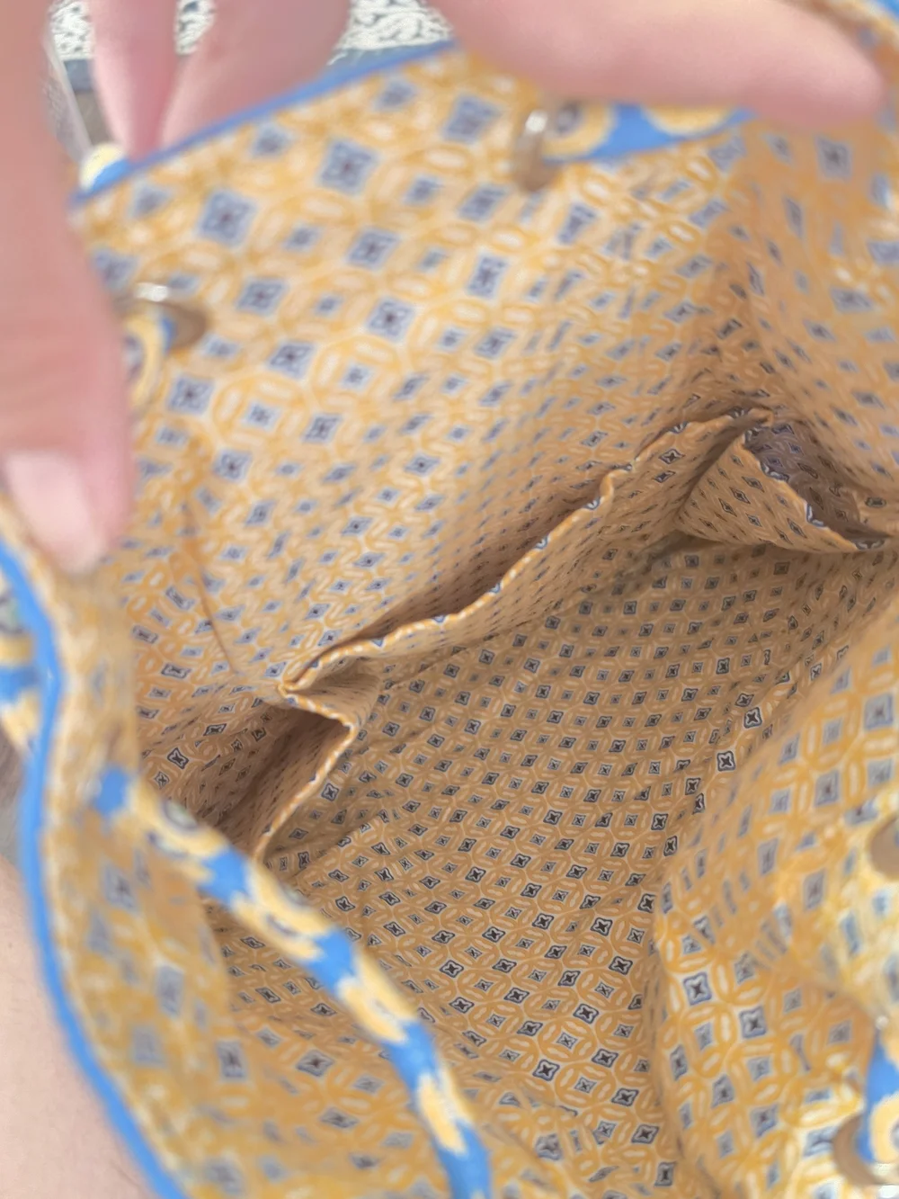 Vera Bradley Bright Blue and Yellow Floral Drawstring Sling Backpack